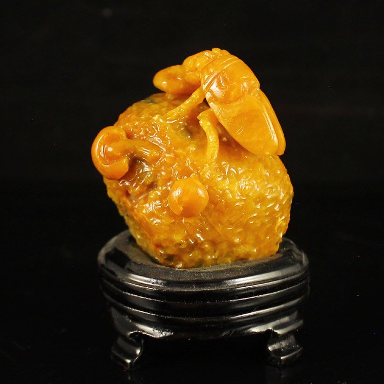 Hand Carved Chinese Shoushan Stone Statue - Cicada (1 of 6)