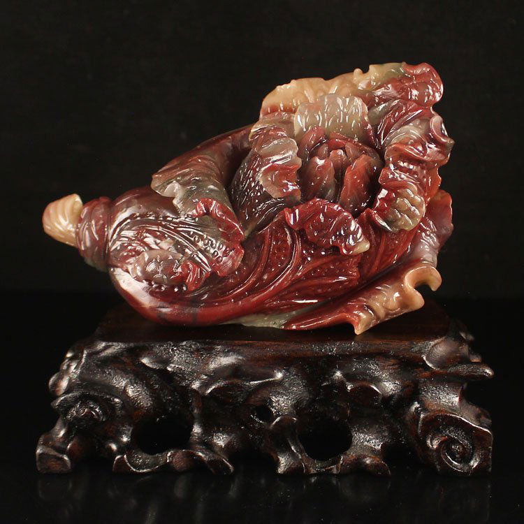 Chinese Natural Agate Statue - Fortune Cabbage (1 of 5)