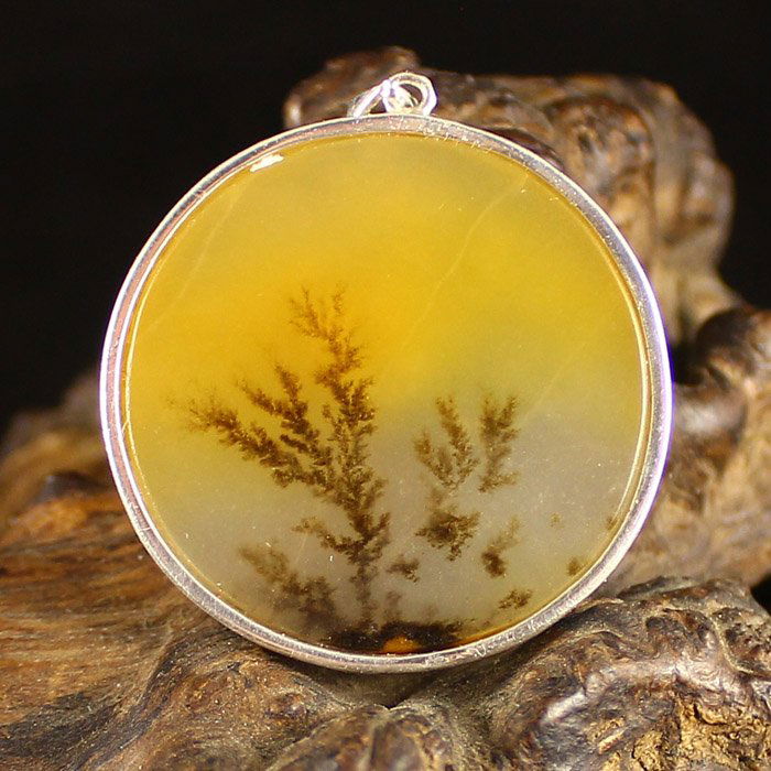 925 Silver Inlay Chinese Natural Jade Pendant (1 of 7)