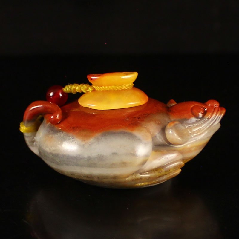 Chinese Natural Jade Carved Mouse Shape Teapot (1 of 5)