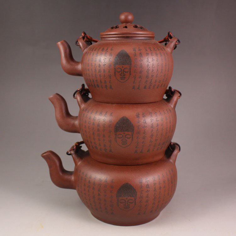 A Set Chinese Zisha / Purple Clay Teapot (1 of 10)