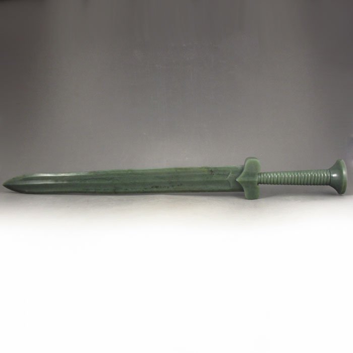 Chinese Natural Hetian Jade Statue - Treasured Sword (1 of 10)