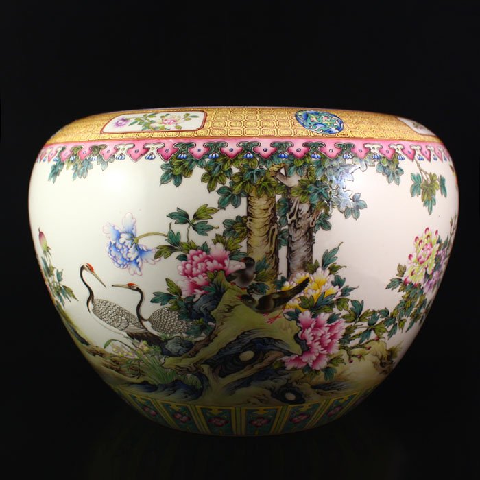 Chinese Gilt Gold Famille Rose Porcelain Fishbowl (1 of 9)