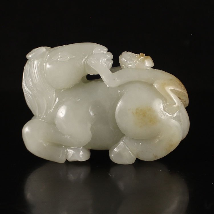 Chinese Natural Hetian Jade Pendant - Monkey & Horse (1 of 8)