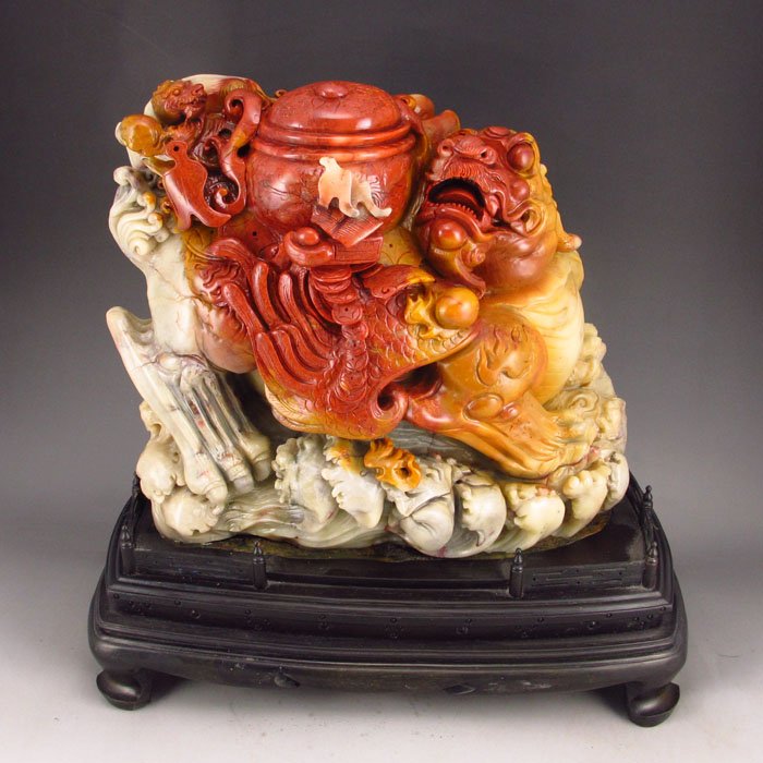 Superb Chinese Natural Shoushan Stone Statue - Kylin (1 of 10)