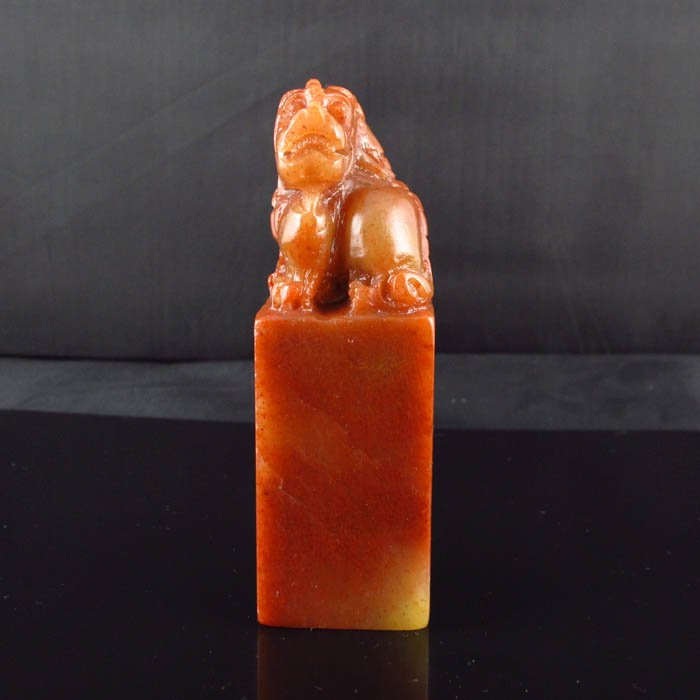Chinese Natural Shoushan Stone Seal Carved Foo Dog (1 of 9)