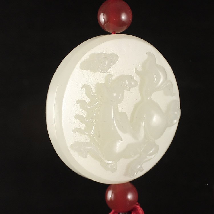 Chinese Natural Hetian Jade Pendant - Dragon & Horse (1 of 10)