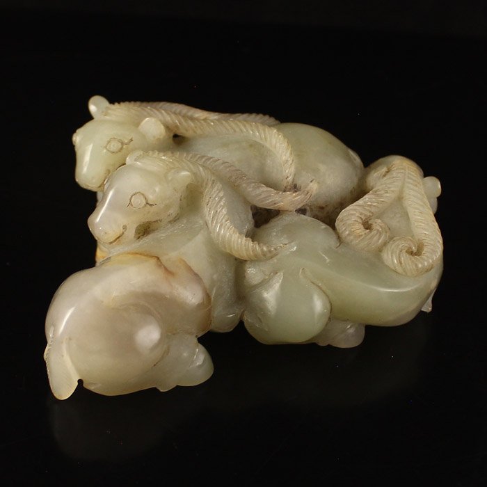 Vintage Chinese Hetian Jade Statue - Fortune Sheep (1 of 6)