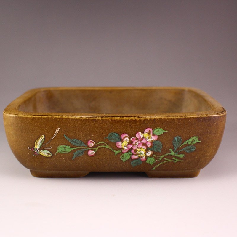 Handmade Chinese Yixing Zisha Clay Flowerpot: Handmade Chinese Yixing Zisha Clay Flowerpot Dimension: 145*115*47(mm) 5.71*4.53*1.85(in) Weight 0.93 lbs/424gThere are a variety of Zisha mud color, remove the main red clay, sand clay, there are whi