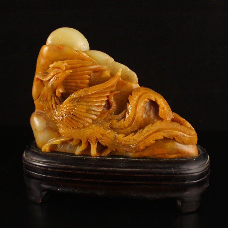 Hand Carved Chinese Shoushan Stone Phoenix Statue (1 of 6)