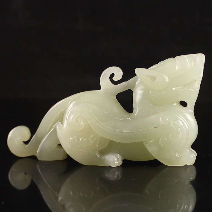 Chinese Natural Hetian Jade Statue - Fortune Pi Xiu (1 of 6)