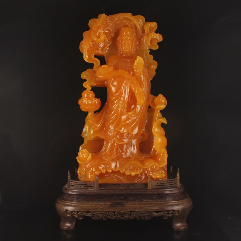 Indonesia Natural Jin Tian Huang Statue - Ruyi Kwan-yin (1 of 6)