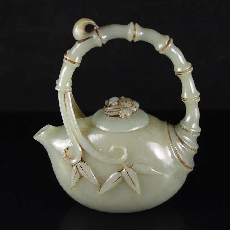 Chinese Natural Hetian Jade Bamboo Style Teapots (1 of 7)