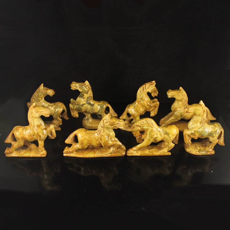 A Set Chinese Natural Jade Statue - Eight Horses (1 of 9)