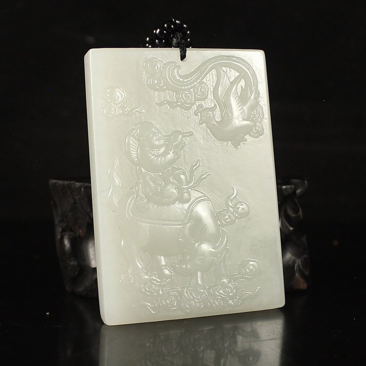 Chinese Natural Hetian Jade Pendant - Boy & Ox (1 of 6)