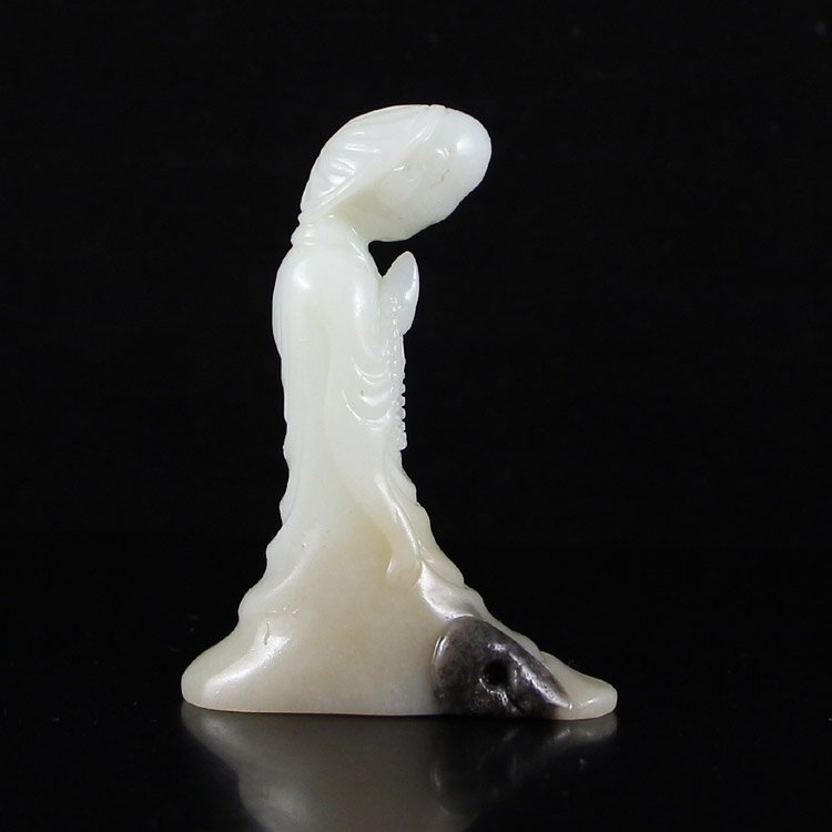 Chinese Natural Hetian Jade Statue - Prayer Women (1 of 6)