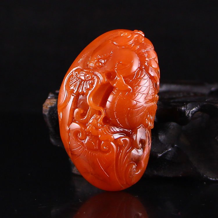 Chinese Natural Nanhong Agate Pendant - Fortune Dragon (1 of 6)
