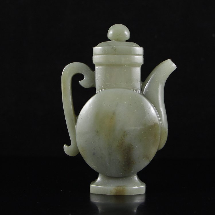 Chinese Natural Hetian Jade Wine Pot: Chinese Natural Hetian Jade Wine Pot Dimension: 101*69*28(mm) 3.98*2.72*1.10(in) Weight 0.30 lbs/134 g Tips about Chinese Hetian Nephrite Jade Hetian jade is a nephrite jade and is regarded as the onl