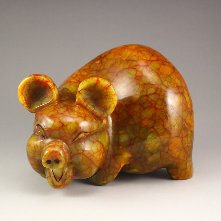 Chinese Natural Jade Fortune Pig Statue (1 of 7)