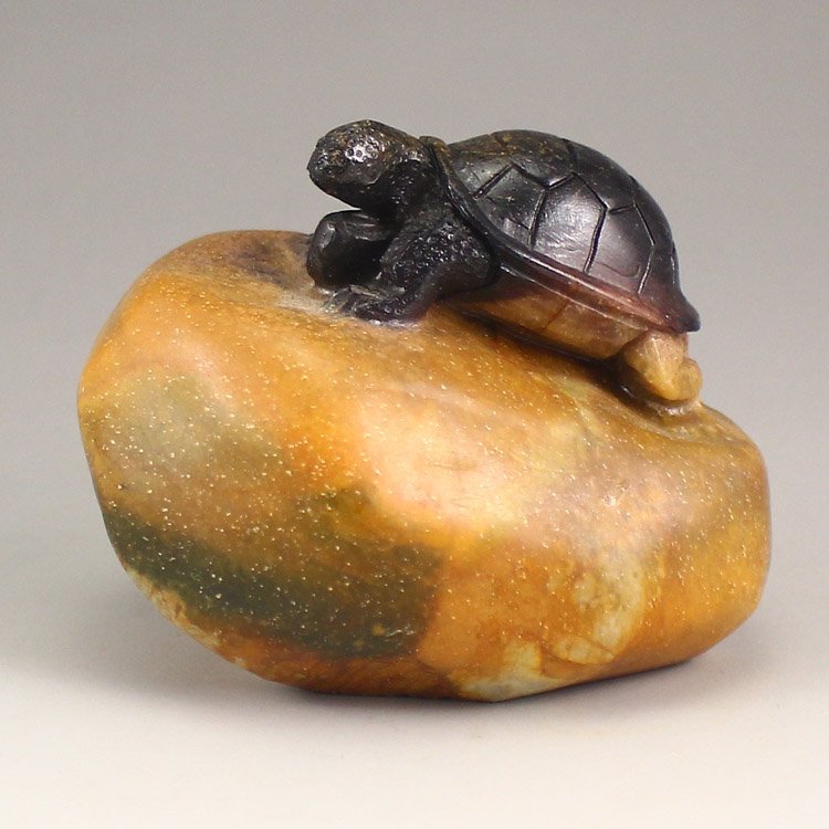 Chinese Natural Shoushan Stone Fortune Turtle Statue Apr 03, 2016