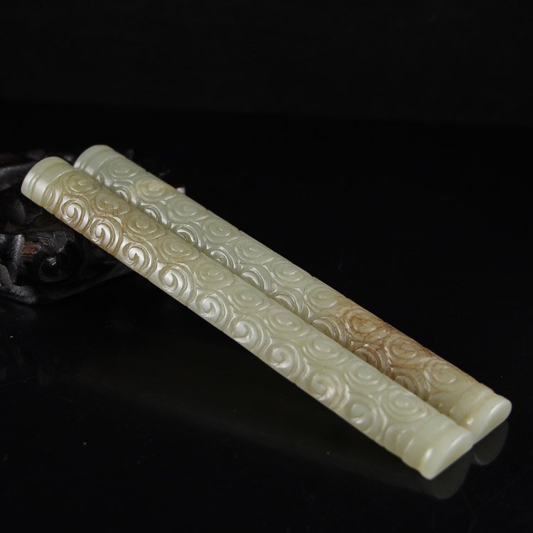 A Pair Hand Carved Chinese Hetian Jade Paperweight (1 of 6)