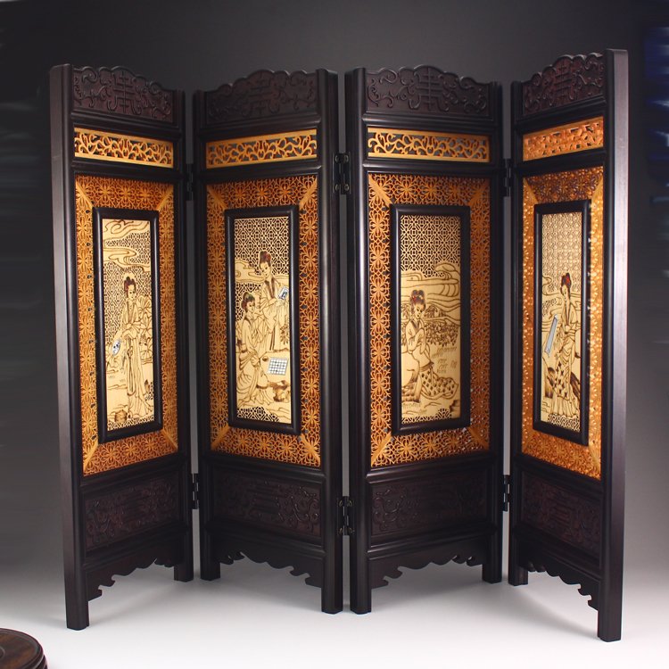 Chinese Zitan Wood Table Screen Statue (1 of 10)