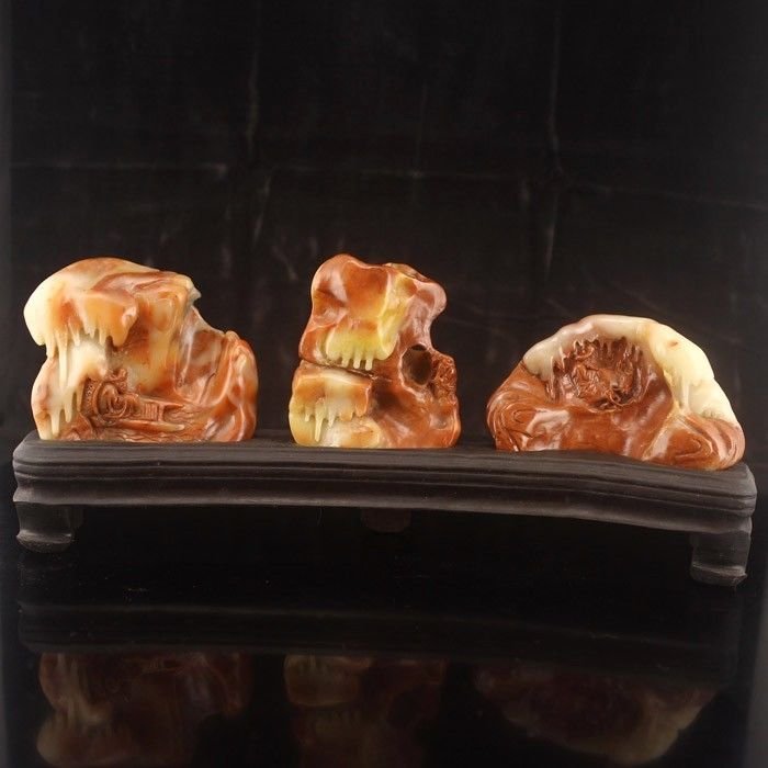 A Set Hand Carved Chinese Shoushan Stone Statue (1 of 10)