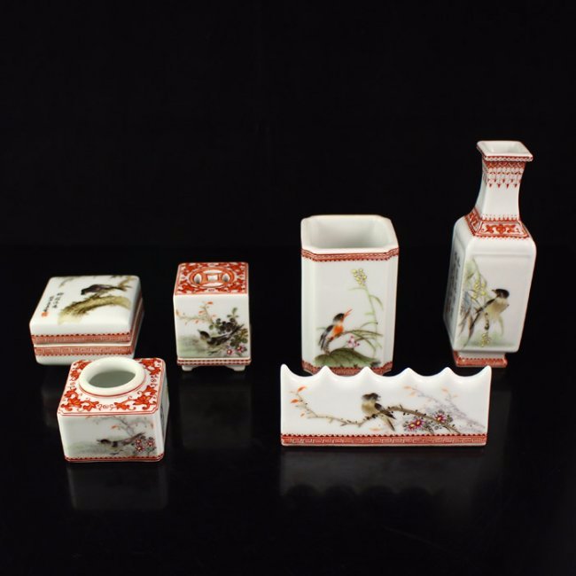 A Set Chinese Famille Rose Porcelain Study Tools (1 of 10)