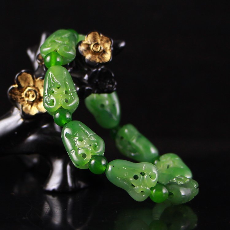 Chinese Green Hetian Jade Fingered Citron Bracelet (1 of 7)