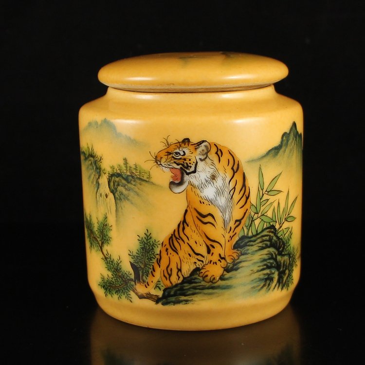 Hand-painted Chinese Enamels Porcelain Tea Caddy (1 of 6)