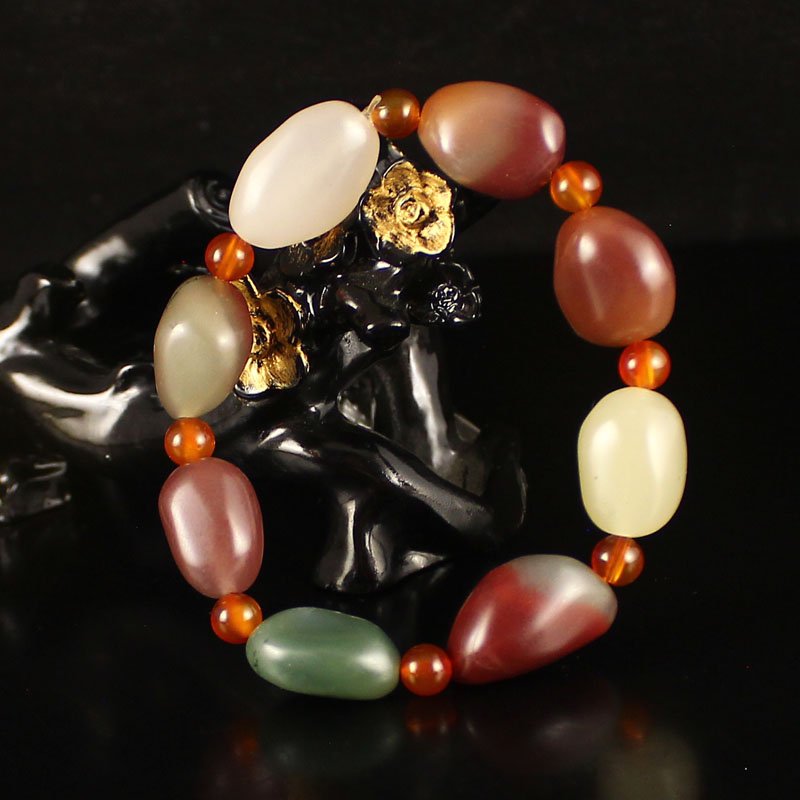 Chinese Natural Agate Beads Bracelet (1 of 5)