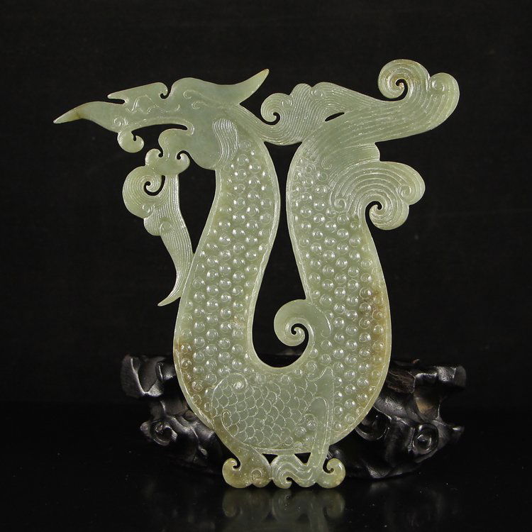 Vintage Chinese Hetian Jade Fortune Dragon Statue (1 of 5)