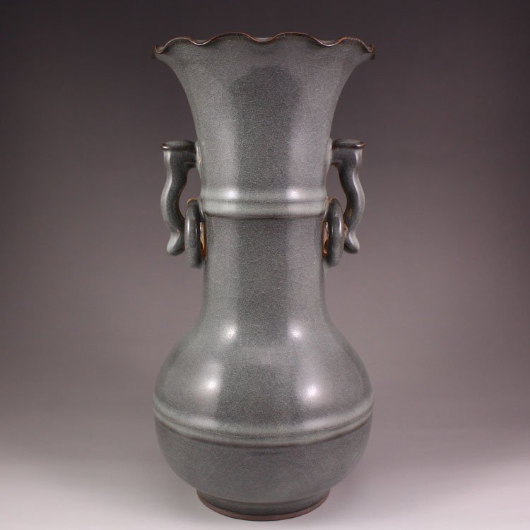 Chinese Long Quan Kiln Porcelain Double Rings Vase (1 of 7)