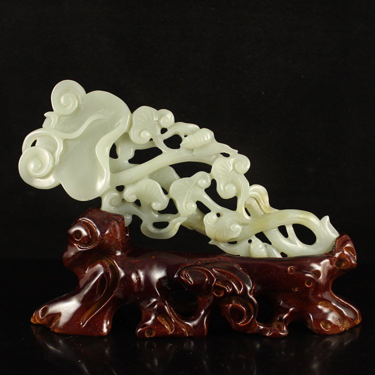Hollow Out Carved Chinese Hetian Jade Ruyi Statue (1 of 7)