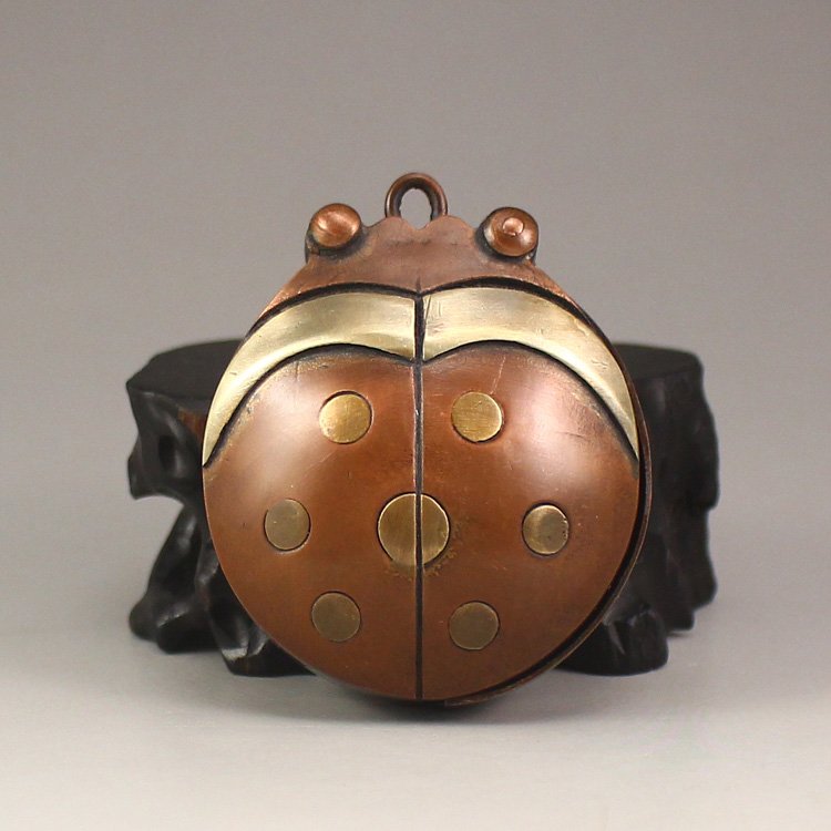 Chinese Beatle Form Red Copper Ink Box (1 of 6)