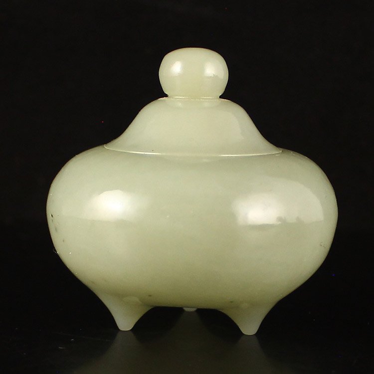 Chinese Natural Hetian Jade 3 Legs Incense Burner (1 of 6)