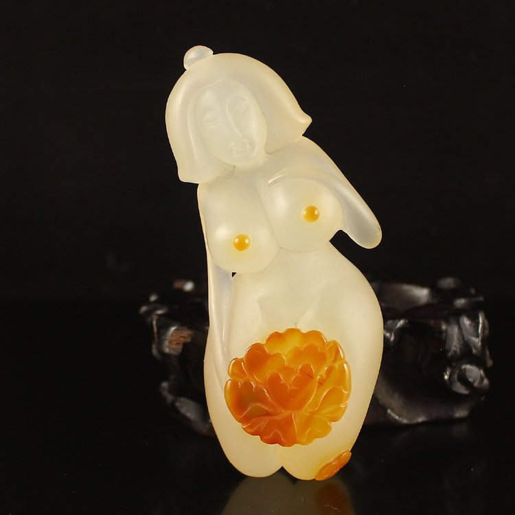 Superb Chinese Natural Agate Pendant - Naked Girl (1 of 6)
