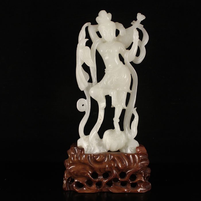 Chinese Hetian Jade Statue - Feitian Female Deity (1 of 6)