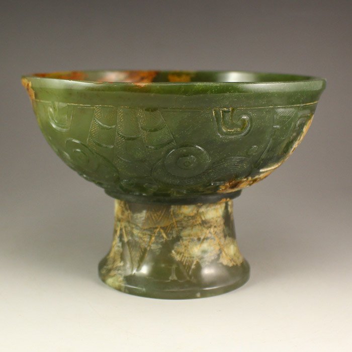 Chinese Han Dynasty Hetian Jade Low Relief Bowl: Chinese Han Dynasty Hetian Jade Low Relief Bowl Dimension: 110*157*157(mm)4.33*6.18*6.18(in) Weight 1.40 lbs/634 g Tips about Chinese Hetian Nephrite Jade Hetian jade is a nephrite jade and is regarde