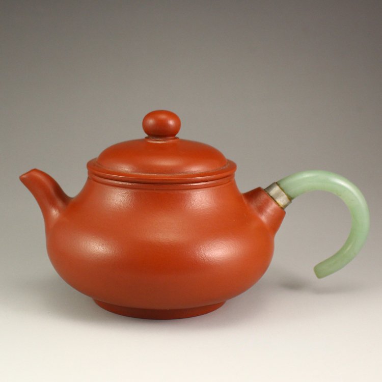 Chinese Yixing Zisha / Purple Clay Teapot Jade Handle (1 of 6)