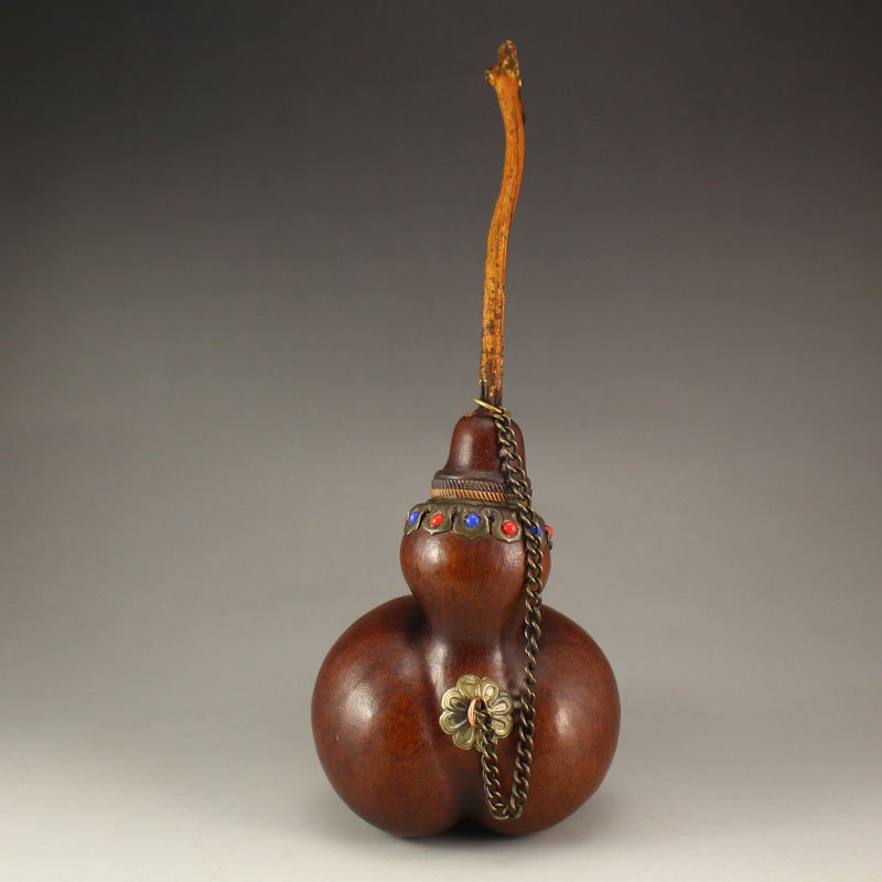 Vintage Chinese Gourd Inlay Lapis Lazuli & Agate Pot (1 of 9)