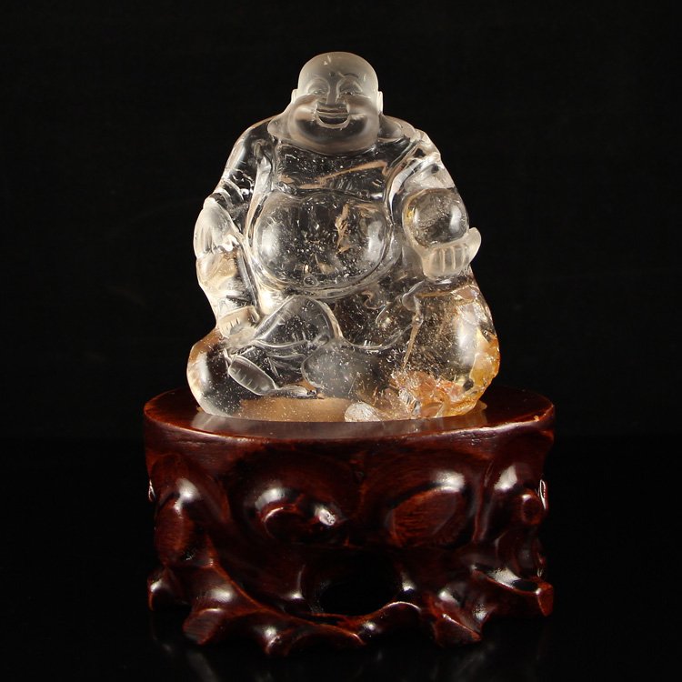 Chinese Crystal Statue - Laughing Buddha (1 of 8)