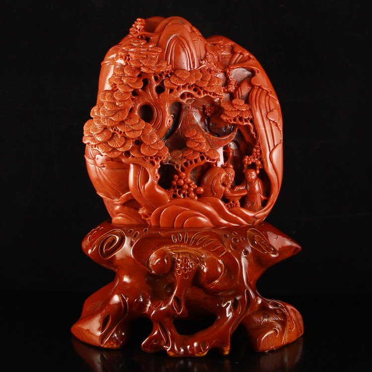Chinese Nanhong Agate Statue - Chessing Under Tree (1 of 9)