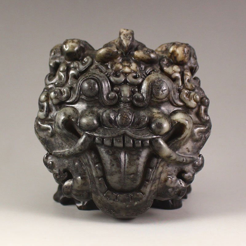 Vintage Chinese Jade Belt Buckle Carved Fortune Beast (1 of 6)