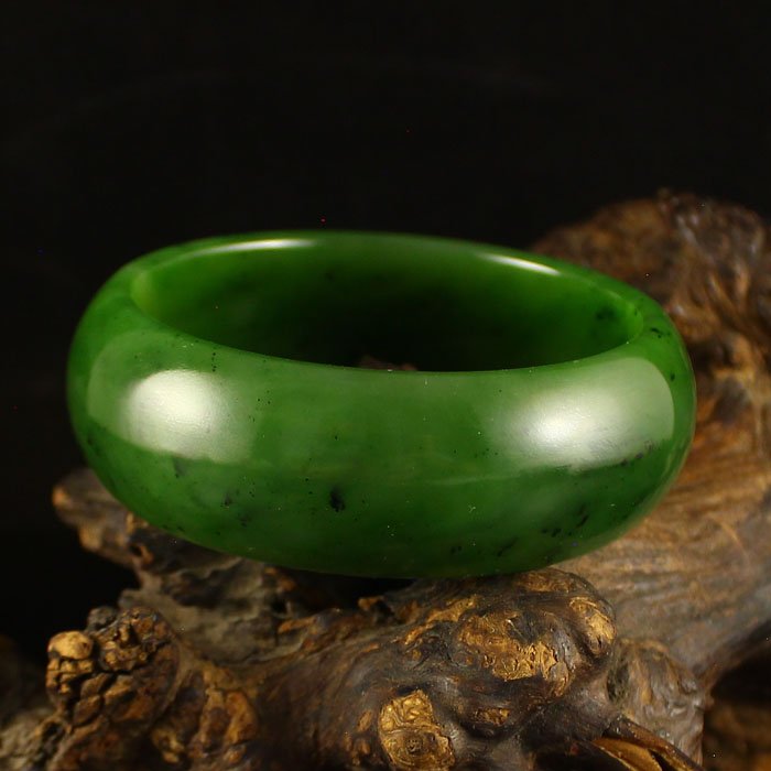 Chinese Natural Green Hetian Jade Bracelet (1 of 7)