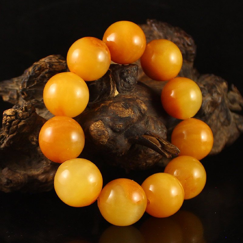 Chinese Huang Long Jade Beads Bracelet (1 of 6)