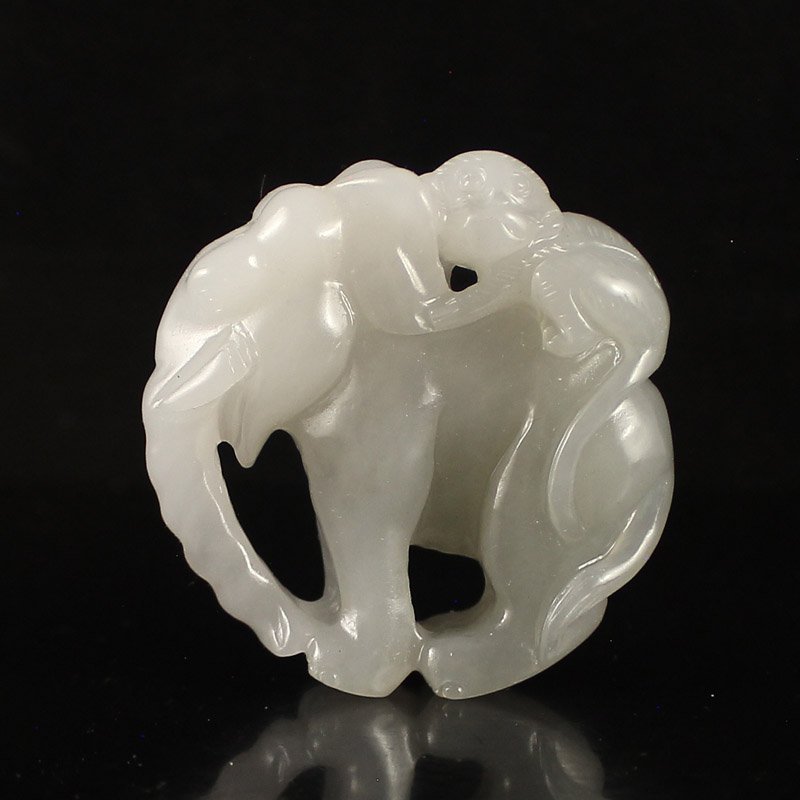 Chinese Hetian Jade Pendant - Monkey & Elephant (1 of 6)