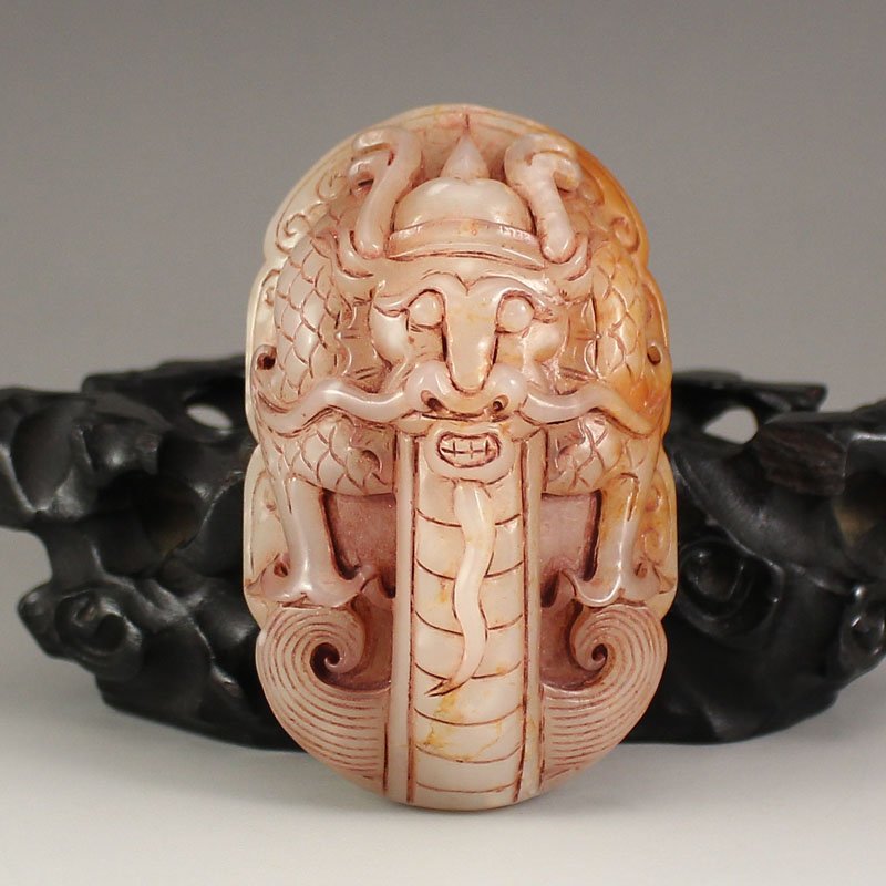 Vintage Chinese Hetian Jade Beast Head Belt buckle (1 of 6)