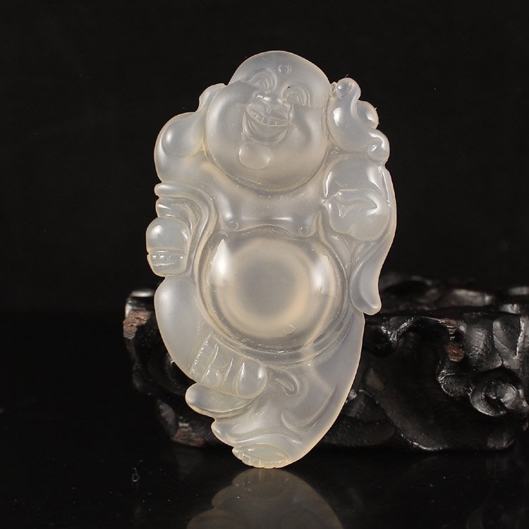 Chinese Natural Agate Pendant - Laughing Buddha (1 of 6)