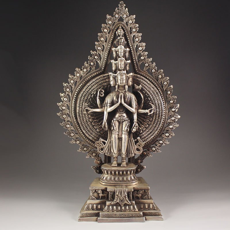 Chinese Tibet White Copper Buddhist Buddha Statue: Chinese Tibet White Copper Buddhist Buddha Statue Dimension: 395*236*87 (mm) 15.56*9.29*3.43 (in) Weight 5.15 lbs/2337g